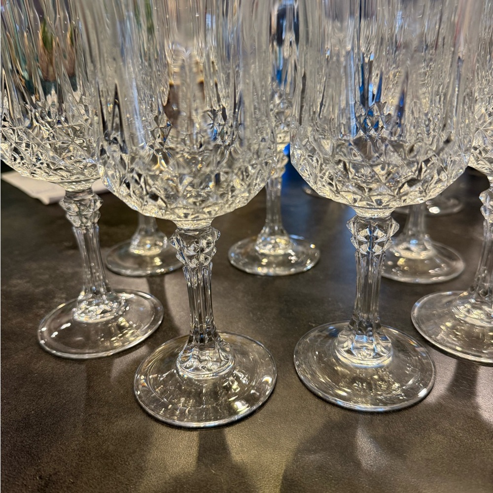 Christal D’Arques Longchamp Clear Crystal-Style Cut Glass Goblet Set 13 pieces